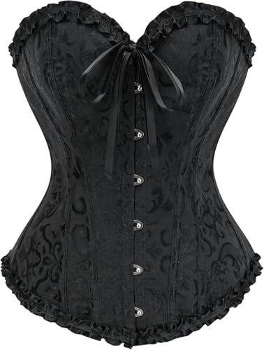 JiJiRuDU Korsett Schwarz Damen Vollbrust Corsage Korsett Tops Gothic Vintage Corsagen Bustier Corsette