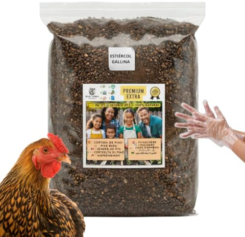 OLD TERRA NATURAL Gallinaza Curada 2 Años - Abono Orgánico Super Potente (3L) - Fertilizante en Polvo Fino Rico en NPK y Calcio - Sin Olor para Crecimiento Explosivo en Huerto y Jardín