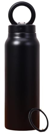 Bidaitong Isolierte Edelstahl-Wasserflasche mit Magnetischer Telefonhalterung für Outdoor-Sportarten, Doppellagige Vakuumflasche, Schwarz