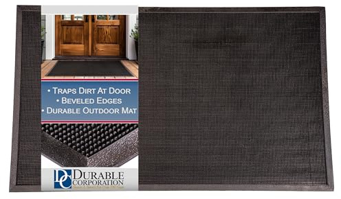 Durable Corporation Robuste Gummi-Fingerspitzen-Eingangsmatte für den Außenbereich, 71,1 cm Breite x 116,8 cm Länge x 1,6 cm Dicke, Schwarz