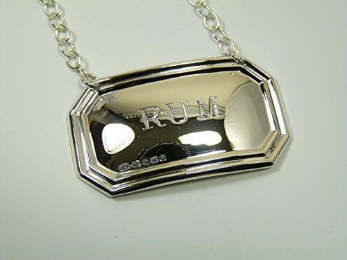 New Sterling Silver Decanter/Wine Label - Rum - Boxed