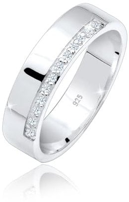 Elli DIAMONDS Ring Damen Bandring Basic mit Diamanten (0.06 ct.) in 925 Sterling Silber