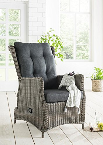 Destiny Gartensessel CASA Relax, verstellbar, Polyrattan, Vintage grau