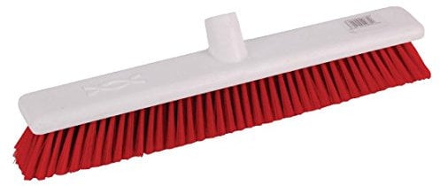 Jantex Hygiene Broom Soft Bristle Red 18In Brush Only Sweeping Cleaning,457(L)mm/ 18(L)