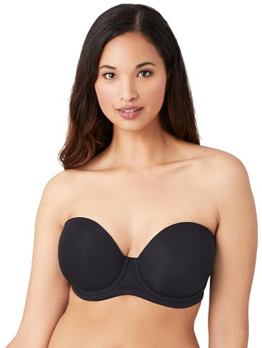 Wacoal Women's Red Carpet Lightly Padded Full Coverage Underwire Strapless Bra, 854119, Opaque, Black/White, 30E