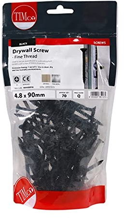 TIMco 00090DRYB PH2 Drywall Screw 4.2 x 90 - Black (Bag of 70)