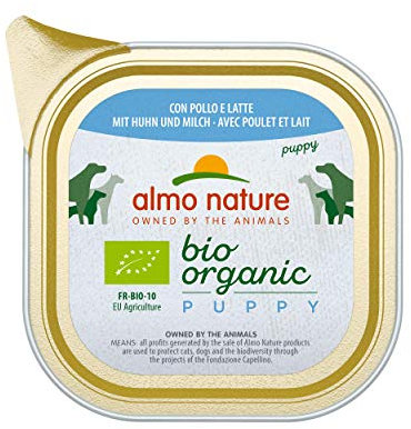 almo nature Bio Organic Puppy Komplett Nassfutter Für Welpen & Junghunde mit Huhn und Milch, 32er Pack (32 x 100 g)