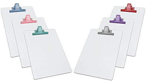 Acrimet Weißes Klemmbrett im A4 Format (33cm x 23cm) Premium Metallclip (Hartfaserplatte) (Sortiert Clip) (6er-Pack)