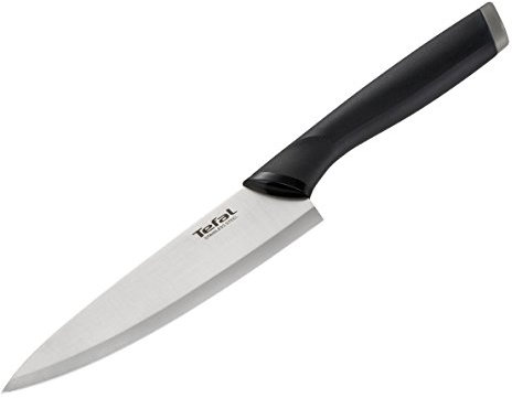 Tefal Chef Comfort - Cuchillo de 20 cm de acero inoxidable con mango ergonómico, color negro