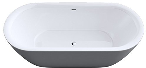 doporro Baignoire îlot Ovale pour Salle de Bain avec trop plein 180cm Blanc Vicenza507 Acrylique 180x65x60cm