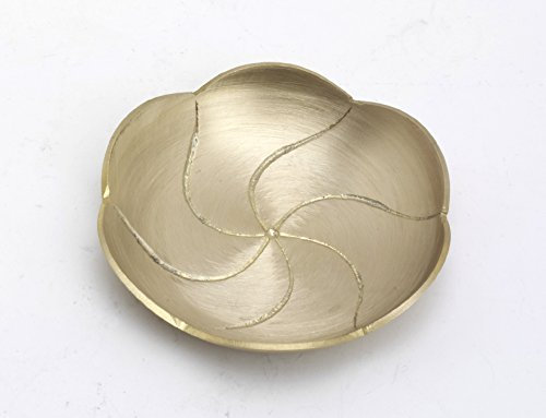 Kerzenteller, Kerzenschale, Lotusblume, Messing Gold matt satiniert Ø 12 cm