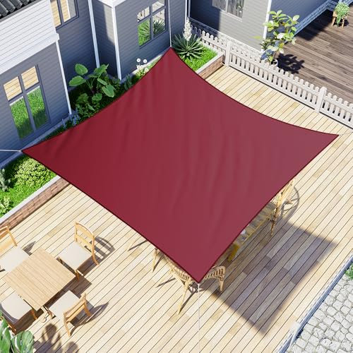 jarolift Sonnensegel Quadrat, Wasserabweisend, Sonnenschutz Sichtschutz für Terrasse Garten Balkon, Polyestergewebe, 400 x 400 cm, Weinrot