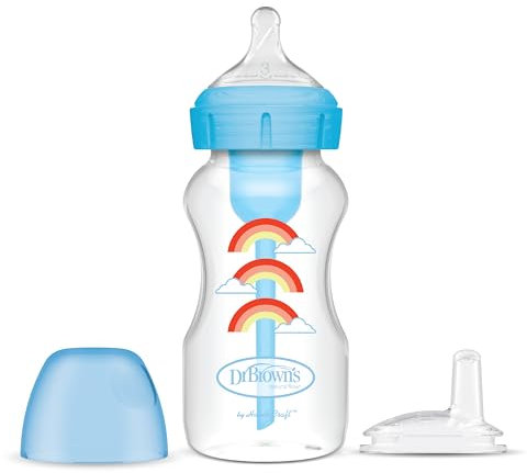 Dr. Brown's Options+Sippy Bottle Starter Kit, collo largo, 270 ml - Blu Arcobaleno