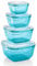 Grizzly 4er Set Frischhaltedosen (0,5L, 0,9L, 1,5L, 2,4L), quadratisch, Kunststoff, 100% luft-/wasserdicht, mikrowellengeeignete Vorratsdosen, Petrol