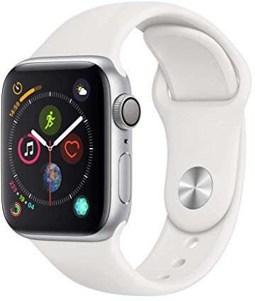 Apple Watch Series 4 (GPS, 40mm) - Silver Aluminum Case with White Sport Band (Renewed)