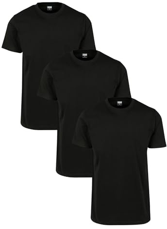 Urban Classics Herren Basic Tee 3-Pack Dreierpack T-Shirt, Schwarz Black 01168, Medium (Herstellergröße: M) (3er Pack)