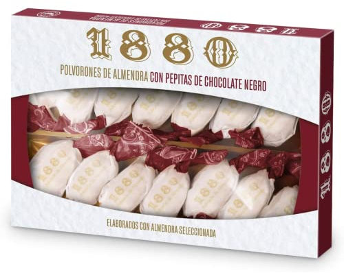 1880 - Polvorones de Almendra con Pepitas de Chocolate, Calidad Suprema, Típico Dulce Navideño, Receta Artesanal, Envase Individual, Polvorones Tradicionales, 310 gramos