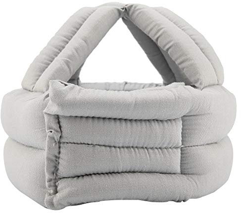 01 Verstellbarer Kopfschutz, Schutzhelm, Braun, Grau (optional) für Senioren Älterer Puffer Schockeffekt Stoßdämpfung(Light Gray lace)