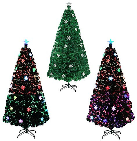 LZQ PVC Weihnachtsbaum Künstliche 210cm/ 7 ft mit Weihnachtsbäume mit LED Beleuchtung Glasfaser und Schneeflocken Christmas Tree für Weihnachtsdekoration aus Grün PVC, Metall Ständer