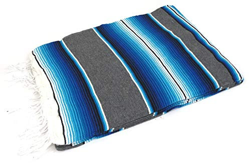 Leos Imports Mexikanische Sarape Saltillo Decke, XL, 203,2 x 152,4 cm, Blau / Grau