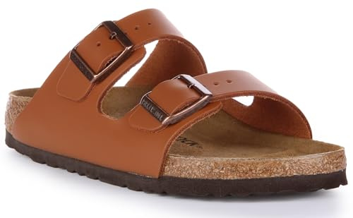 Birkenstock Unisex Arizona Ginger Brown, Natural Leather FLIP Flops, braun, 38 EU