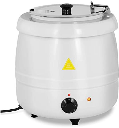 Royal Catering RCST-9403 Soup Kettle 10 L White-Coated Stainless Steel 400 W Electric Soup Kettle Soup Warmer (Temperature Range 35-80 °C, Cool-Touch Handle, Inner Pot)