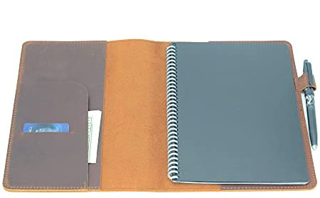 YIYUS Kompatibel mit Rocketbook Cover Smart Business Echtleder Notebook Cover für Everlast (Braun, A5 Executive 15,2 x 22,4 cm)