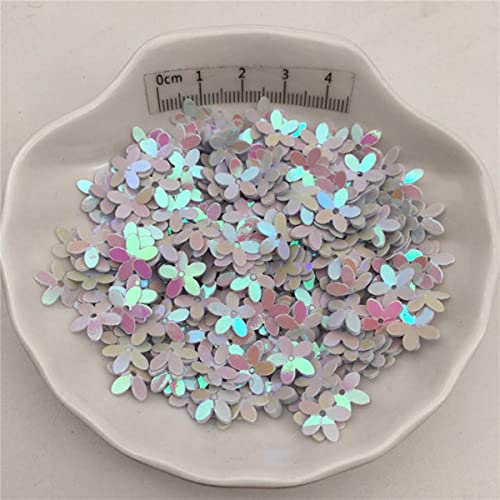 30g taza 10mm flor lentejuelas sueltas lentejuelas para coser, zapatos, sombrero, niños bricolaje, accesorios de artesanía al por mayor-AB blanco, 150g