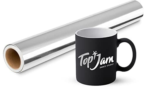 Prime Vinyl Metallisch Silver Vinylfolie Plotter -30,5cmx305cm- Plotterfolie Chrom Silver Vinyl Rollen, Permanente Selbstklebende Vinylfolie für Cricut und Anderen Bastelschneidern