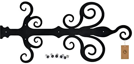 MORIA DESIGN Dekorative Kreuzgehänge 950 x 450 x 4 mm | Scharnier Attrappen für Tore, rustikale Holztüren, Holztore, Gartentore, Gartenarchitektur | Pulverbeschichtet | Schwarz