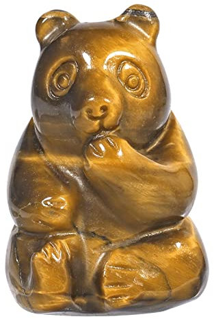 KYEYGWO Tigerauge Hand Geschnitzte Kristall Bär Figur, Nette Stein Bären Statuen Mini Heilstein Bear Palm Taschensteine Talisman Fengshui Ornament Nidelich Tier Skulptur für Haus Decor, 3 cm