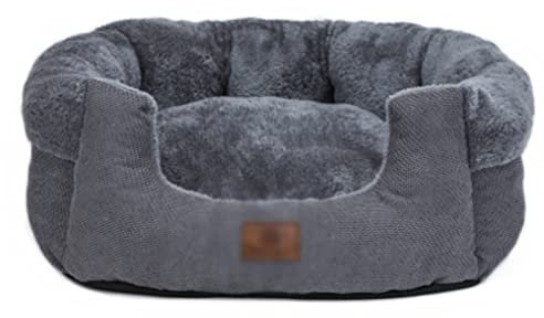 AnsonBoy Super Bequeme Samtvlies FleeceNestModellRundeFormHundebetten Haustier Betten Katze Höhle Für Hunde Und Katzen Anti,Grau,55 x 55 x 22 cm