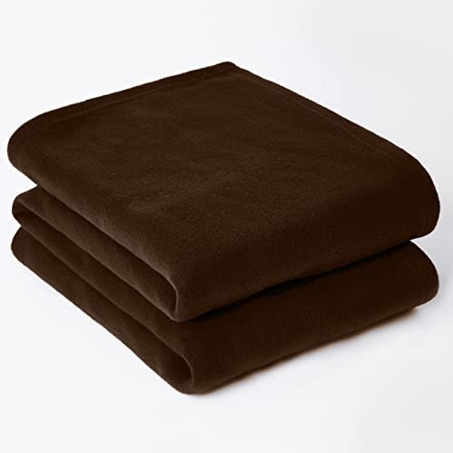 Dreamscene Fleece Throw Blanket for Bed, Super Soft Warm Cosy Plain Brown Throw Over Sofa Lightweight Fluffy King Size Bedspread Polar Fleece Blanket, 200 x 240cm