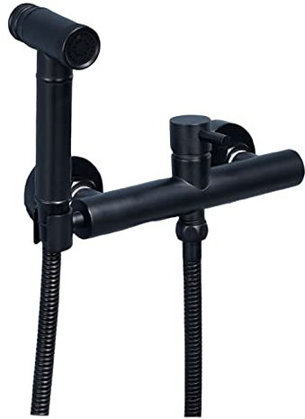 SWHC Bidet Handbrause, Schwarz Bidet Brause Tragbarer Jet Spray Toilet Warm und Kalt Bidet Toilettensprüher Messing Bidet Dusche WC Hochdruck Duschkopf für Persönliche Hygiene