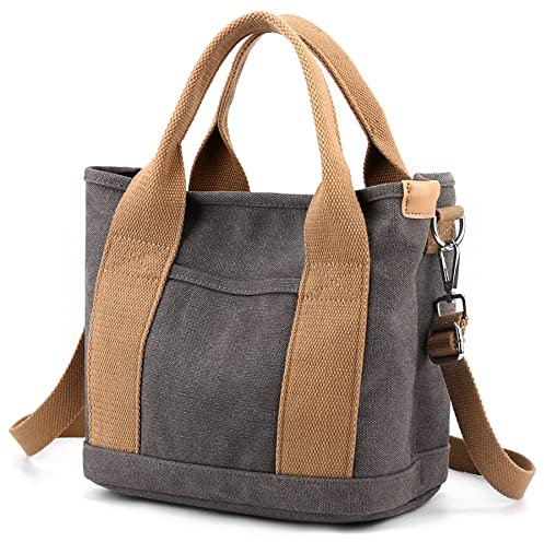 zhongningyifeng Bolso de mano para mujer pequeño con múltiples bolsillos, mini bolsas de lona con cremallera, bolso Hobo para la escuela, viajes, trabajo, uso diario (grey)