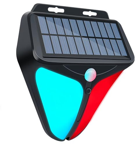 Solar-Blitzlichtalarm, 129 DB, Akustische Alarmsirene für den Außenbereich, Solaralarm mit Bewegungsmelder, IP65 Wasserdichtes Sicherheitssirenenlicht für Bauernhof, Villa, Haus,