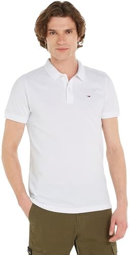 Tommy Jeans Maglietta Polo Maniche Corte Uomo Slim Fit, Bianco (White), XXXL