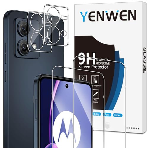Yenwen Tempered Glass Screen Protector for Motorola Moto G84 5G, Pack of 2 with 2 Camera Protection Glass, 9H Hardness, Anti-Scratch, Clear, Glossy, Water Resistant
