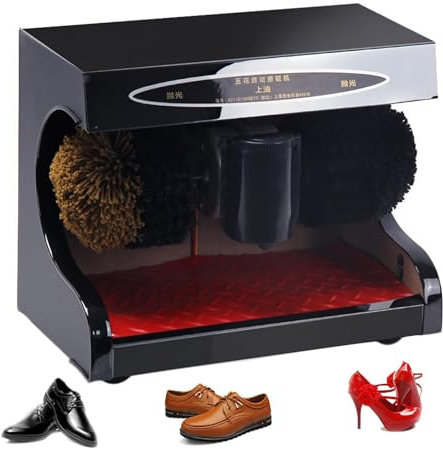 Automatic Shoes Polisher Electric Shoe Shine Kit, Automatic Induction Portable Leather Care Kit for Shoes, Double Combination Brush, Low Noise, for Family Hotel Bank