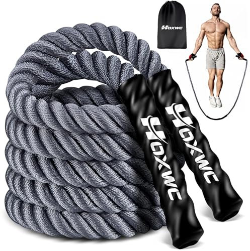 HOXWC Weighted Jump Rope - 2 lb Heavy Duty for Fitness, Men and Women - Battle Rope for Training, Home Workout, Strengthening Legs, Arms and Stabilizing Muscles