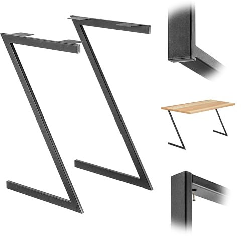 KADAX Pieds de table massifs, patins de table industriels, pieds de meubles rustiques, pieds de table en acier robuste, pieds de meubles modernes, support de table stable (forme Z 53 x 79 cm)