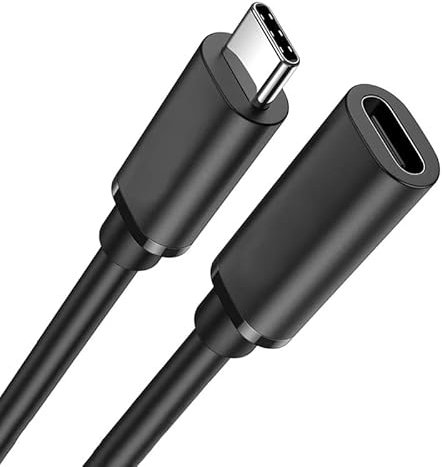 CABLEPELADO Cable extensor USB-C, Extensor de cable USB-C, Cable prolongador USB-C, Soporta hasta 10Gbps de velocidad de transmisión, 20V 5A, Negro, 2 Metros