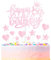 mciskin Happy 8th Birthday Cake Toppers - Pink Glitter Heart Stars for Girls' 8th Birthday Cake Decorations