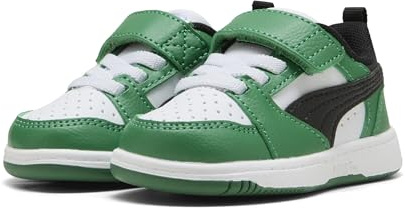 PUMA Kinder Rebound V6 Low Sneakers 26, White Black Archive Green