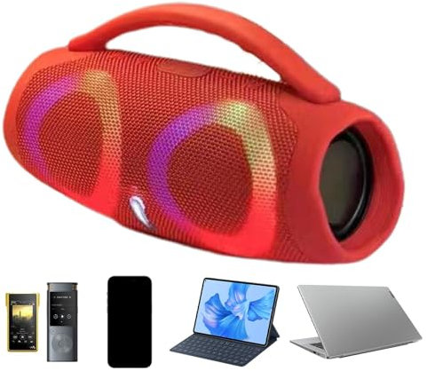 Enceinte portable sans fil | Haut-parleur portable sans fil Blue-tooth – Haut-parleur à dents bleues RVB éclairage coloré 360 degrés son surround stéréo – Basses profondes 1200 mAh Boombox BT
