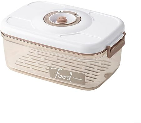 Hasaller Récipient de conservation alimentaire sous vide avec pompe à vide pour réfrigérateur avec plaque de vidange amovible - Boîte de rangement hermétique pour fruits, légumes, pain, collations (A)