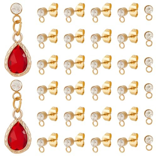 UNICRAFTALE 20 pièce Clou Boucles D'Oreilles Strass Dorés Tiges Boucles D'Oreilles en Zircone Cubique avec Boucle Boucles D'Oreilles Cristal Acier Inoxydable avec Boucles et Dos Papillon pour Bijoux