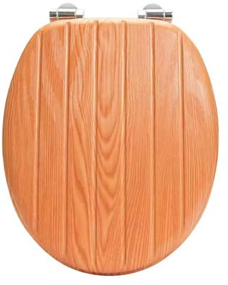 18 MDF Toilet Seat Universal Adjustable Fit Most Toilets Oval Seat┃Bathroom Standard Wooden MDF Toilet Seat | WC SEAT +Fittings┃Quick Release Toilet Seat - Tongue & Brown Groove Wooden