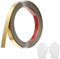 QUARKZMAN Baguette de Moulure en Acier Inoxydable Auto-Adhésive, Doré Brossé, Bande de Moulure Murale à Coller avec Gants, Moulure Décorative pour Miroir Mural, 0,6 x 16,4 Pieds