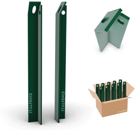 Italfence - L-profil Zaunstreben für Maschendraht Drahtzaun, grün pulverbeschichtet (verschiedene Höhen) [H 200cm, 5 Stück]